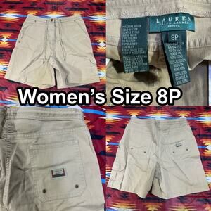 Lauren Ralph Lauren Shorts Women’s Size 8P Petite Beige Khaki Pleated Preppy